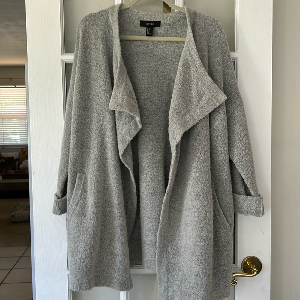 Forever 21 Drape Collar Oversized Sweater Cardigan